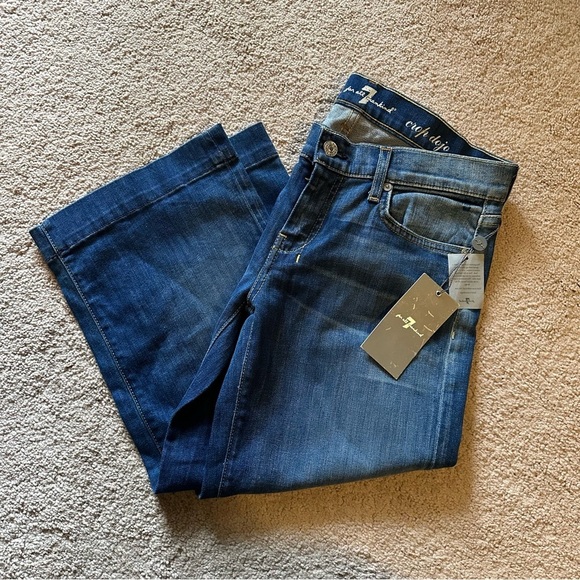 NWT 7 For All Mankind 7FAM Cropped Dojo Flare Leg Jean Trousers 29 - Picture 1 of 8